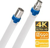 Hirschmann - KOKA-9 Coax aansluitkabel IEC 4G proof - Kos 5 (Recht) - Kok 5 (Recht) - 30m - Wit - Ziggo & Telenet geschikt