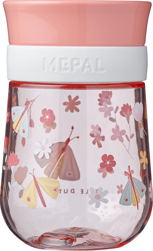 Mepal Mio 360° oefenbeker – 300 ml – Makkelijk vast te houden – Kinderservies – Flowers & butterflies - Mepal