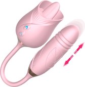 GAVURY PINK INTENSE VIBRATOR – Mannen en Vrouwen -  Likt en Stotend – 10 Vibratie Standen – Roze Siliconen  Luchtdrukvibrator - Clitoris Stimulator – Intense Sex Orgasme – Thrustin