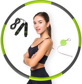 Pathonor Hoelahoeps - Fitnesshoepels - Hoelahoepband - 8-delige afneembare fitnessband - voor volwassenen beginners - voor fitness, sport, thuis, kantoor, buikvorm - Groen