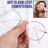 Allernieuwste Grote Computerbril Goud - voor alle Beeldschermen met Anti Blauw Licht Glazen UV 400 - Stralingsbescherming - Beeldschermbril - Ultralight Kantoorbril - Goud