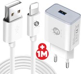 Synyq - Fast Charger iPhone - Oplaadstekker - Snellader iPhone - Geschikt voor Apple iPhone - iPhone iPhone Lightning - iPhone kabel 1 meter