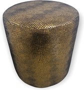 Poef rond, kleur zwart/goud, slangen print