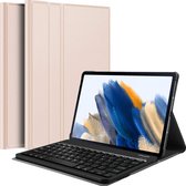 Hoes Geschikt voor Samsung Galaxy Tab A8 Hoes Toetsenbord Hoesje Keyboard Case Cover - Hoesje Geschikt voor Samsung Tab A8 Hoes Toetsenbord Case - Goud.