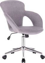 Kamyra® Ergonomische Bureaustoel Linnen - met Armleuning & In Hoogte Verstelbaar - Bureaustoelen, Stoel - 48x42x90 cm - Lichtgrijs