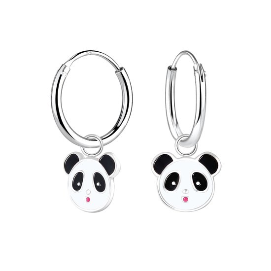 Monkimau Panda kinderoorbellen, 925 zilver, oorstekers voor meisjes