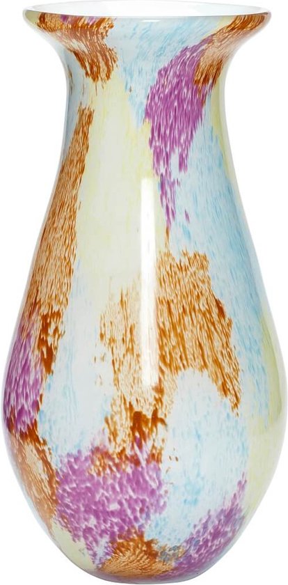 HÜBSCH INTERIOR - KALEIDO vase fait main bleu clair marron violet jaune - ø15xh30cm