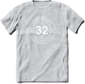 32th Happy Birthday T-shirt | Vintage 1990 Aged to Perfection | 32 jaar verjaardag cadeau | Grappig feest shirt Heren – Dames – Unisex kleding | - Licht Grijs - Gemaleerd - XXL