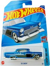 Hot Wheels 55 Chevy voertuig - Die Cast - 7 cm - Blauw