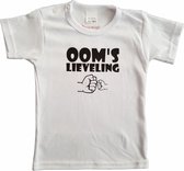 Wit baby shirt met "Oom's lieveling" - maat 92 - babyshower, zwanger, cadeautje, kraamcadeau, grappig, geschenk, baby, tekst, bodieke