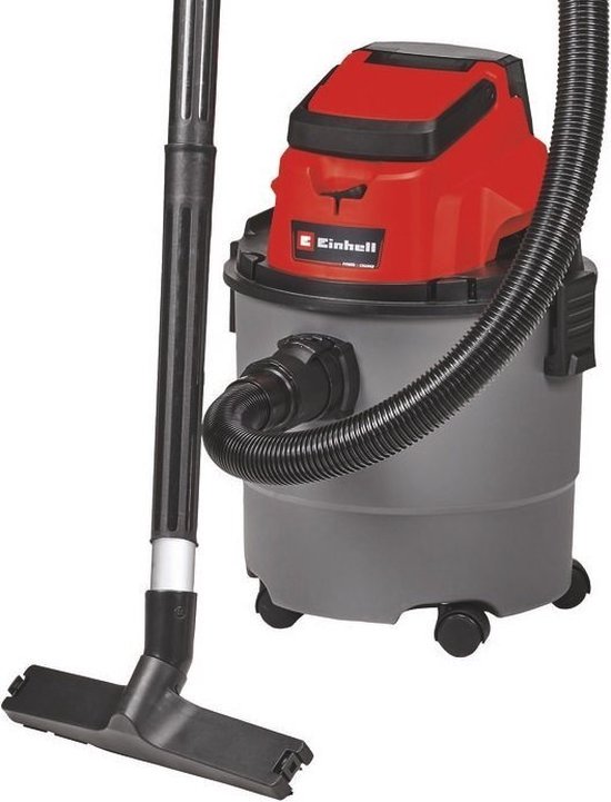 Einhell Accu Nat-/Droogzuiger TC-VC 18/15 Li Solo - Power X-Change - 18 V/Li-Ion - 15 L - 80 mbar - Slanglengte/-diameter: 1.5 m/36 mm - 72 dB - Blaasfunctie - Incl. 10-delige Accessoireset - Excl. accu en lader