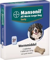 Mansonil All Worm Xl Dog Tasty Bone - Anti wormenmiddel - 2 tab 1 Tab Per 35kg