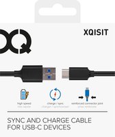 Xqisit Charge & Sync USB C 3.1 to USB A 1m - Zwart