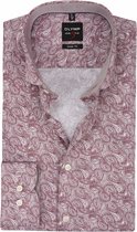 OLYMP - Overhemd Level 5 Paisley Bordeaux - 41 - Heren - Slim-fit