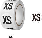 500 XS Maatsticker op rol 2.5cm Diameter Wit Sticker Kledingmaat