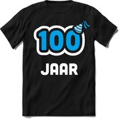100 Jaar Feest kado T-Shirt Heren / Dames - Perfect Verjaardag Cadeau Shirt - Wit / Blauw - Maat 3XL