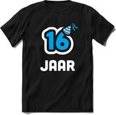 16 Jaar Feest kado T-Shirt Heren / Dames - Perfect Verjaardag Cadeau Shirt - Wit / Blauw - Maat 3XL