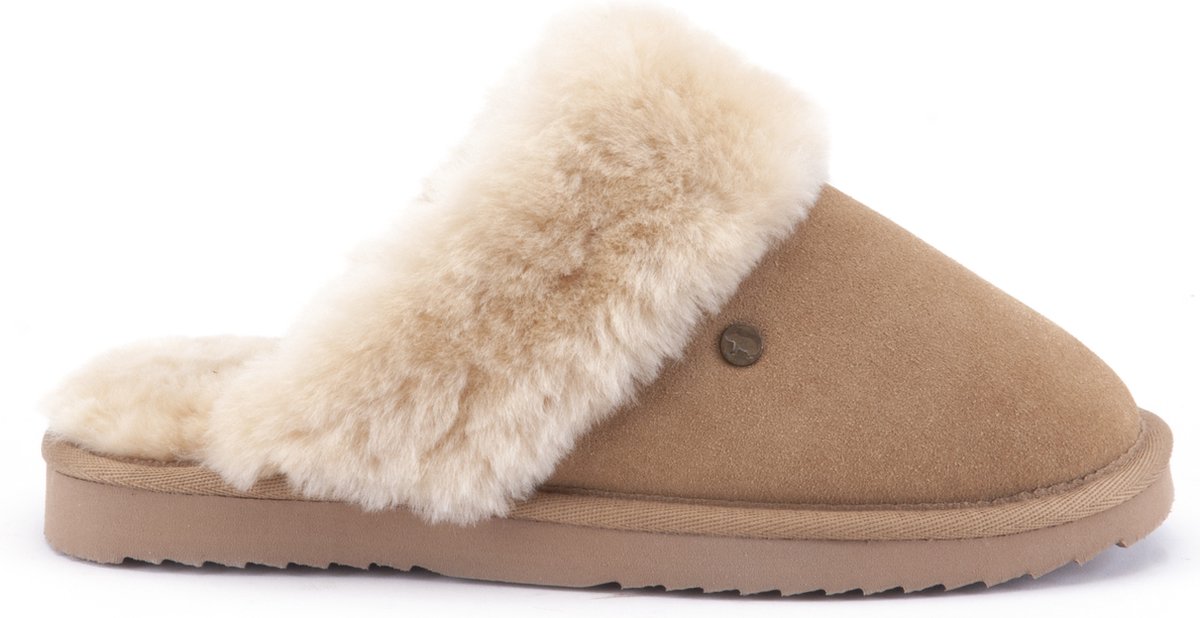 Warmbat Flurry Suede Dames Sloffen - Camel