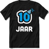10 Jaar Feest kado T-Shirt Heren / Dames - Perfect Verjaardag Cadeau Shirt - Wit / Blauw - Maat XL