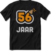 56 Jaar Feest kado T-Shirt Heren / Dames - Perfect Verjaardag Cadeau Shirt - Goud / Zilver - Maat L