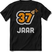 37 Jaar Feest kado T-Shirt Heren / Dames - Perfect Verjaardag Cadeau Shirt - Goud / Zilver - Maat XL