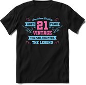 21 Jaar Legend - Feest kado T-Shirt Heren / Dames - Licht Blauw / Licht Roze - Perfect Verjaardag Cadeau Shirt - grappige Spreuken, Zinnen en Teksten. Maat M