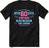 60 Jaar Legend - Feest kado T-Shirt Heren / Dames - Licht Blauw / Licht Roze - Perfect Verjaardag Cadeau Shirt - grappige Spreuken, Zinnen en Teksten. Maat 3XL