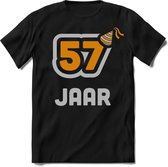 57 Jaar Feest kado T-Shirt Heren / Dames - Perfect Verjaardag Cadeau Shirt - Goud / Zilver - Maat S