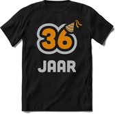 36 Jaar Feest kado T-Shirt Heren / Dames - Perfect Verjaardag Cadeau Shirt - Goud / Zilver - Maat XL