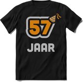 57 Jaar Feest kado T-Shirt Heren / Dames - Perfect Verjaardag Cadeau Shirt - Goud / Zilver - Maat 5XL