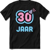 30 Jaar Feest kado T-Shirt Heren / Dames - Perfect Verjaardag Cadeau Shirt - Licht Blauw / Licht Roze - Maat XXL