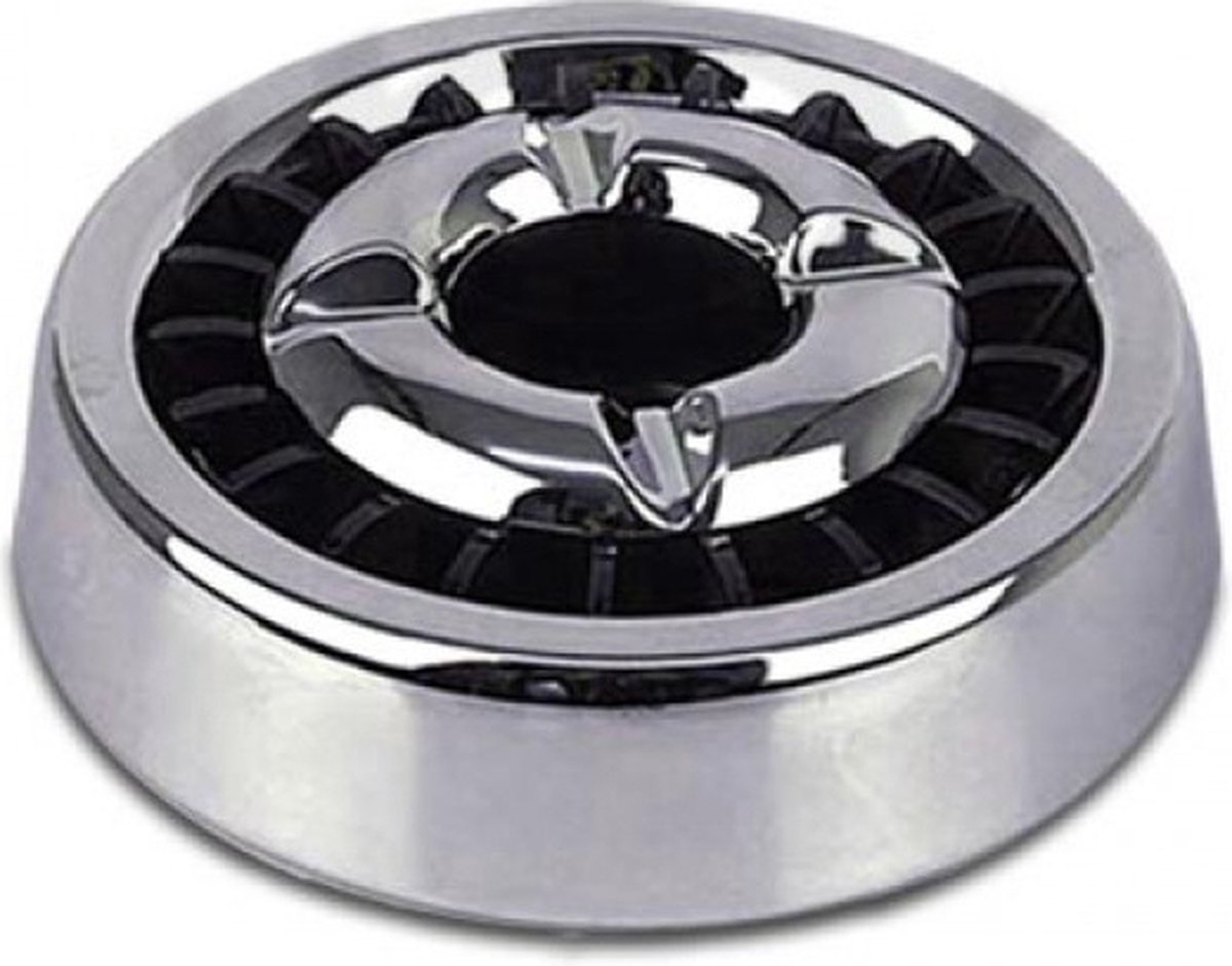 Goedkoopste Asbak - chroom/zwart - 14 cm - metaal/kunststof - sigarettendover - Dover/tafeldover - Rokersbenodigdheden - Rookaccessoires