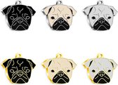 Dali's Pet Pug Aanpasbare ID-tags voor huisdieren Gegraveerd Hondenpenning