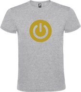 Grijs T-shirt ‘Power Button’ Goud Maat XL