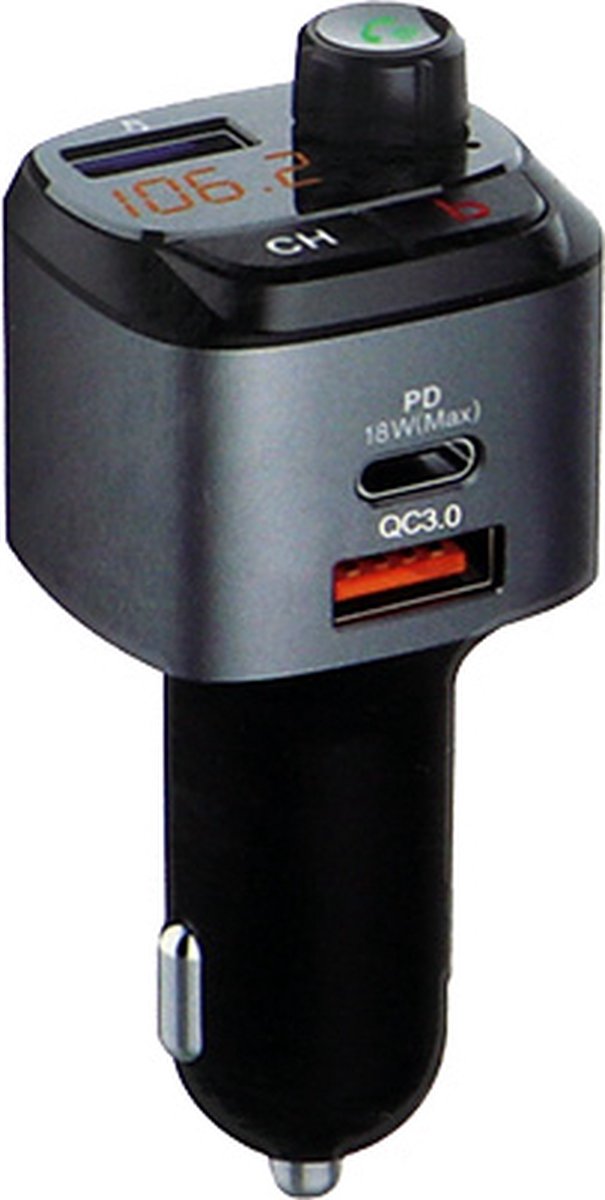 Eisenz EZ176 Autolader USB‑C - Geschikt voor Quick Charge, USB Power Delivery 3.0 en FM‑transmitter
