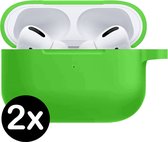 Hoes Voor Apple AirPods Pro Hoesje Siliconen Case - Groen - 2 PACK