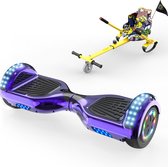Microgo Hoverboard 6.5 Inch | Krachtige Motor | Sier LEDs | Bluetooth Speaker | Paars + Kart Hiphop