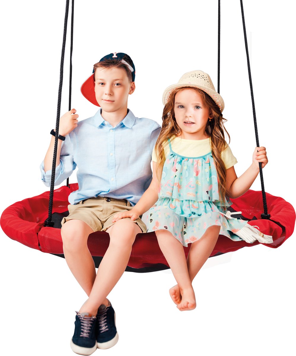 Nestschommel 110 cm – Waterbestendige Ligschommel Tot 150 KG – Boomschommel Met Schommeltouw – Schommel Buitenspeelgoed Voor Kinderen & Volwassenen- Zwart/ Rood — afbeelding 5