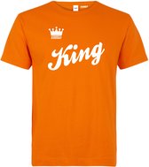 T-shirt met tekst KING | oranje koningsdag kleding | oranje t-shirt | Oranje | maat S