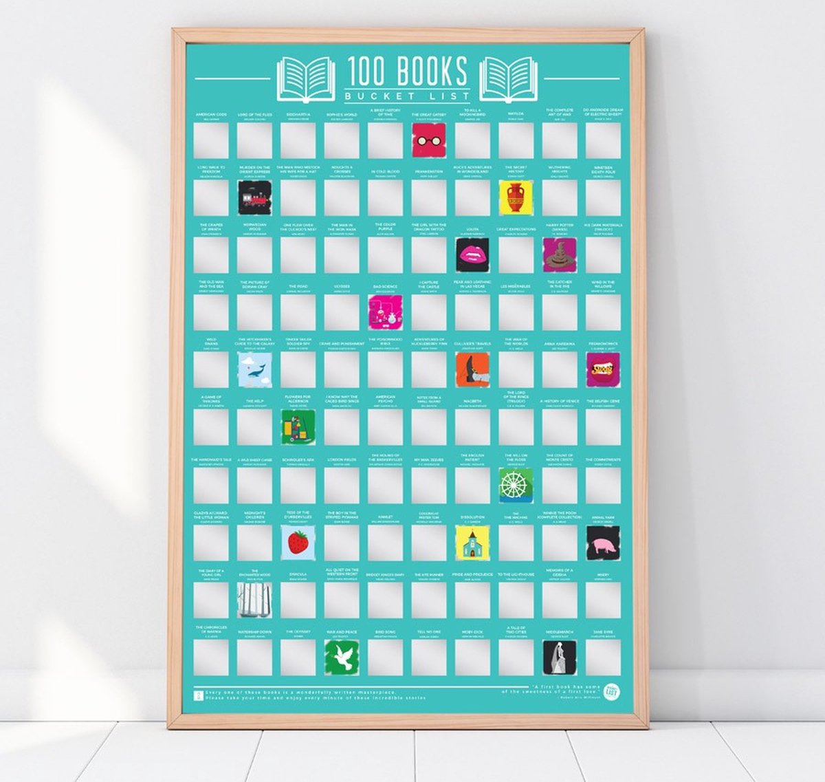 Gift Republic Bucketlist Scratch Poster - 100 Boeken