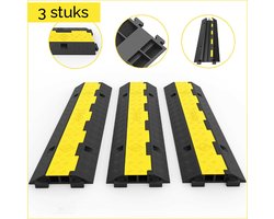Luxiqo® Kabelgoot – Kabelbrug – Kabelbeschermer met Drempel – 1 Meter – 3 Stuks – Set van 3 – Geel, Zwart