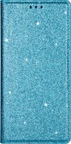 Hoesje geschikt voor Samsung Galaxy A52S - Bookcase - Pasjeshouder - Portemonnee - Glitter - TPU - Blauw