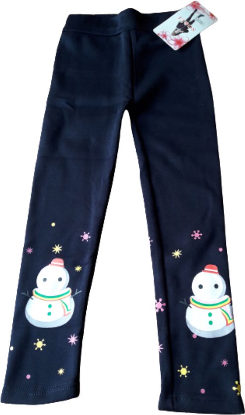 Legging - Meisjes - Sneeuwman - Donkerblauw - Maat 140/152