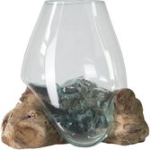 Plantenwinkel Decowood Glass B Round 30x30 cm ronde glazen vaas op boomstronk M decoratie