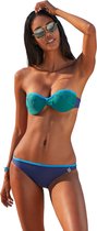 No Gossip Bandeau vaste push up bikiniset donkerblauw en groenpatroon met schouderbanden NAVY 36