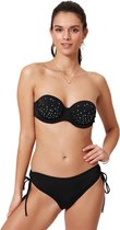 No Gossip Bandeau cupped bikiniset Zwart Stenen Design met schouderbandjes BLACK 42