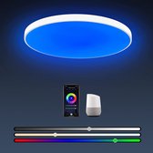 Famiatm Led-plafondlamp, RGB-kleurverandering, 18 W, 1800 lm, RGB, dimbaar, met afstandsbediening, IP54 waterdicht, voor slaapkamer, woonkamer, kinderkamer, keuken of badkamer