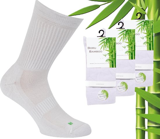 3 Paar Boru Bamboo Sport Sokken - Bamboe - Wit - Maat 46-47