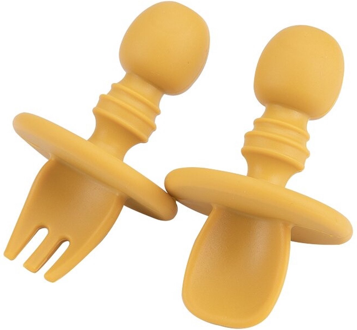 Goedkoopste Milla Siliconen Baby Bestek - Gekleurd Servies voor Kids - voor Kinderen en Peuter - Schattig - Vork en Lepel - Geel