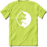 Ying Yang Sleepy Kat - Katten T-Shirt Kleding Cadeau | Dames - Heren - Unisex | Dieren shirt | Grappig Verjaardag kado | Tshirt Met Print | - Groen - 3XL